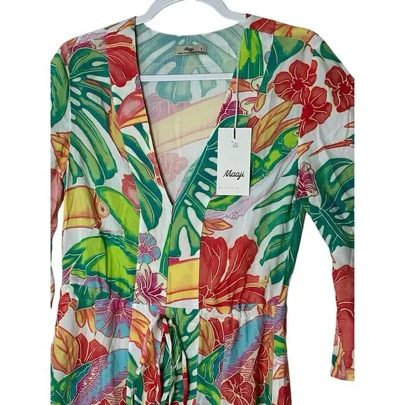 Maaji Joy Kaftan Cover Up Womens Small Sky Garden Beach Tropical‎ Outdoor New - Picture 9 of 13